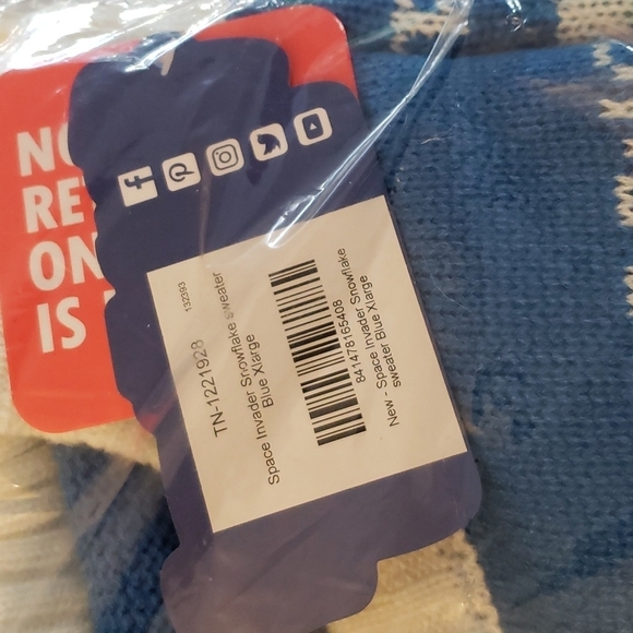 Funziez! Space Invadors Snowflake Ugly Christmas Sweater Size XL - Picture 5 of 9